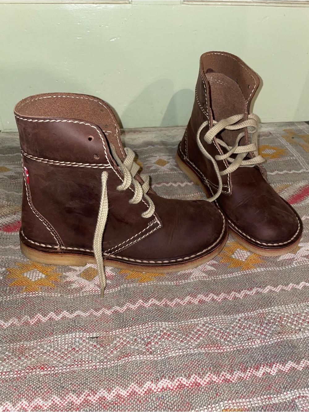Women’s Brown Lace-Up Leather Boots with Contrast Laces
